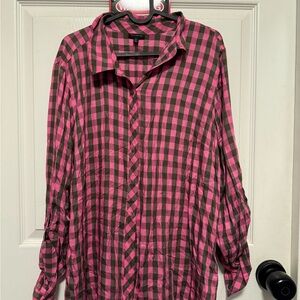 Talbots Pink and Brown Plaid Shirt